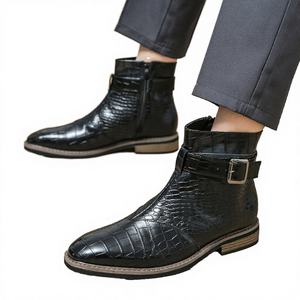 Nuevos Botines de Hombre con Punta Redonda y Talla Grande, Cierre de Cremallera, Plantilla de EVA, Estilo Británico de Moda, Zapatos de PU con Suela de Goma Resistente - Product Image 3