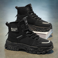 Bottes montantes décontractées en toile à lacets pour hommes 2026 – Chaussures de marche décontractées à semelle épaisse pour hommes