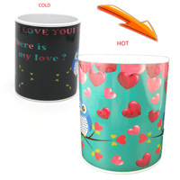 Mug en céramique 11oz thermosensible à changement de couleur, en porcelaine fine, avec motif caché révélateur, cadeau fantaisie