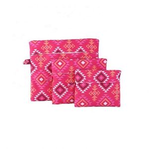 Hot New Travel Luggage Organizer Bag Set 3PCS Foldable Polyester Packing <b>Cube</b> with Geometric Pattern and Zipper Closure - Product Image 3