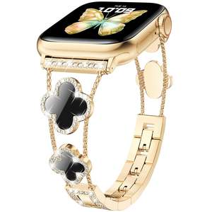 <span class=keywords><strong>Bracelet</strong></span> pour <span class=keywords><strong>femme</strong></span> en métal avec trèfle porte-bonheur brillant et diamants, pour <span class=keywords><strong>Apple</strong></span> <span class=keywords><strong>Watch</strong></span> Series 11/10/9/<span class=keywords><strong>8</strong></span>/7 SE Ultra 3 - Product Image 1
