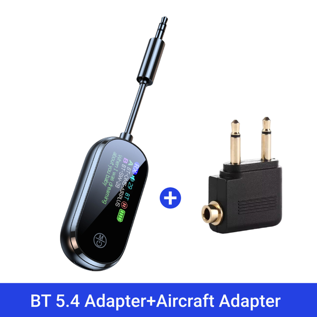 2 in 1 Blue Tooth 5.4 Transmitter Receiver Stereo 3.5mm AUX Airplane Audio Wireless Adapter Mic for TV PC Headphone Aircraft