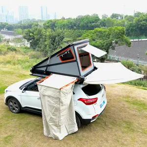 Waterproof Camping Tent Hartschalen Dreieckige Dachzelte Carpas Para Autos Side Awning Foldable Hard Top Roof Tent For Car