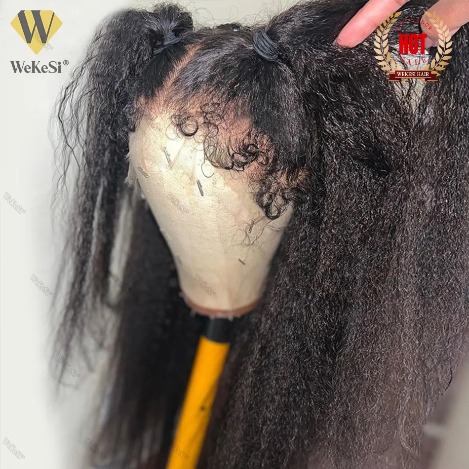 New Launched Type 4C Hairline HD Lace Front Wig Afro Curly Baby Hair Frontal Human Hair Kinky Straight Wigs with Curly Edges