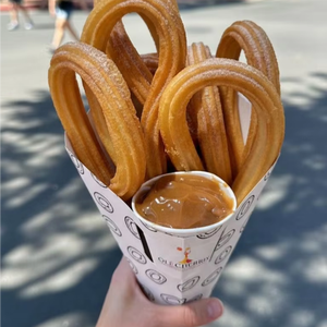 Caja de Embalaje de Papel Kraft Negro de Grado Alimenticio con Impresión Personalizada para Churros Navideños con Contenedor para Salsa - Product Image 2