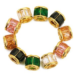 Perles entretoises en cristal rose plaqué or 18 carats, trou large de 13 mm, pour la fabrication de bracelets - Product Image 3