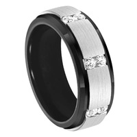 Bague d'éternité de luxe Cheng Jewelers pour homme, anneaux de mariage en carbure de tungstène avec incrustation de CZ blanc, bague plaquée couleur café pour homme
