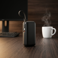 OEM ODM Mini Power Bank 5000mAh avec câble intégré, écran LED, charge rapide 22,5W, type-C, chargeur portable compact, cadeau promotionnel