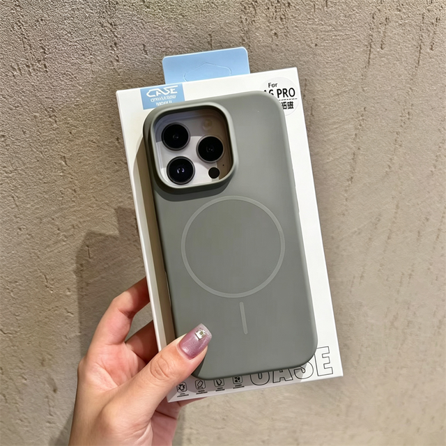 Hot Selling Original Custom Color Logo Liquid Silicone Mobile Phone Case for iphone 15 16 17 Pro Max Silicone case in Stone Gray
