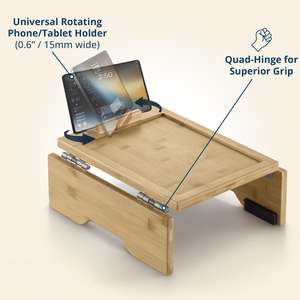 Plateau de table fonctionnel en bambou de qualité supérieure avec support de téléphone et de <span class=keywords><strong>tablette</strong></span> pour les petits espaces et la vie moderne - Product Image 2