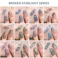 Vernis à ongles gel UV scintillant 12 couleurs effet disco brisé, longue tenue, pigment pailleté, pour salon de manucure et DIY à domicile