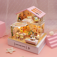 Nouveau Design Américain Vintage Style Cadeau Ensemble DIY Miniature Jardin Maison De Poupée Maisons De Poupée Avec Lumière Et Meubles Pour Enfants