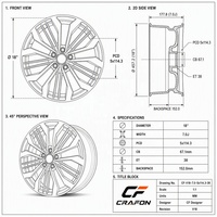 Jantes forgées CF 5x114.3 67.1 PCD adaptées aux supercars japonaises R32 R34 R35, monobloc, usinées CNC, sur mesure