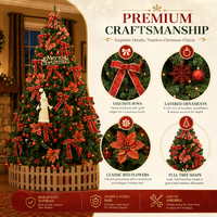 Lot de décorations de Noël pré-éclairées avec nœuds rouges pour hôtels, centres commerciaux et magasins – Vente en gros