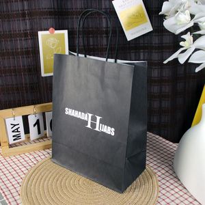 Wholesale Reusable Food Cake Shopping Custom Recycled Kraft Paper Bags with Kraft Handle Black/<b>Brown</b>/White Options Your Own Logo - Product Image 3