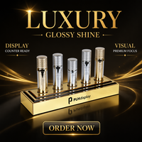 Présentoir de Comptoir en Acrylique Doré Effet Miroir pour Parfums, 5 Emplacements, Organisateur Cosmétique, Support de Présentation pour Produits de Beauté et Soins de la Peau en Magasin