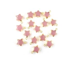 Colgante de Piedra de Calcedonia rosa con forma de estrella, colgante de borde galvanizado de oro, tamaño de piedra de 14mm, colgantes de borde, collar para regalo - Product Image 2