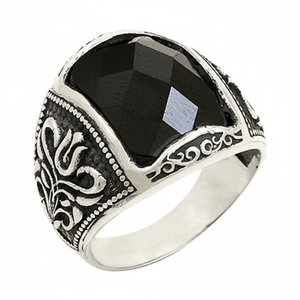 Bague pour homme en argent sterling 925K avec tulipe onyx noir pureté 14k pour cadeau d'anniversaire de fiançailles - Product Image 2