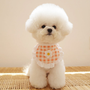 Lindos baberos para perros estilo coreano con estampados a cuadros, bufandas para Bichón Frisé, Teddy, Pomerania y gatos (perfectos para Instagram). - Product Image 4