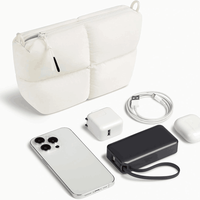 Sac de rangement cosmétique en nylon imperméable et moelleux, doublure en polyester brossé, trousse de maquillage de voyage pour femmes et filles