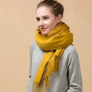 Runyang clothing Fashion 100% cashmere wool solid color tassel bulk pashmina scarf shawl