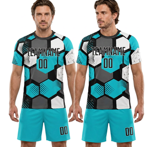 เสื้อฟุตบอลแบบกำหนดเองสำหรับผู้ชาย แขนสั้น พิมพ์ลายแบบซับลิเมชั่น ระบายเหงื่อได้ดี 100% โพลีเอสเตอร์ พร้อมชื่อทีมและหมายเลข กระชับพอดีตัว - Product Image 3