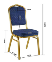 Chaises de banquet empilables modernes et abordables en acier inoxydable doré antique, rembourrées, pour église, mariage, hôtel, salle à manger