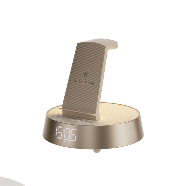 KUANGXIANG Electronic Multifunctional Charging Clock Wireless Charger Audio Speaker Alarm Clock Mood Lighting FM Radio Holder