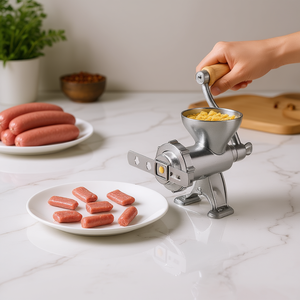 MetalTex Meat Grinder Jack Size 5 With Wooden Crank And <b>Cookie</b> Press Attachment Sausage Funnel Set - Product Image 3