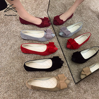 Chaussures de Ballet Grande Taille pour Femmes, Mocassins Plats à Bout Pointu et Nœud Papillon pour Dames