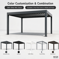 Pergola à lames orientables en verre trempé, design moderne, imperméable, écologique, structure de protection solaire pour patio extérieur et jardin