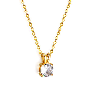 Collier géométrique minimaliste élégant en acier inoxydable avec zircon, pendentif clavicule, accessoire pour femme, cadeau - Product Image 5