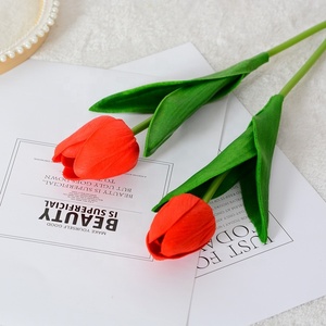 Di alta qualità serie rossa di simulazione tulipani fiori adatti per case di nozze festa decorazione festa fiori artificiali tulipano - Product Image 2