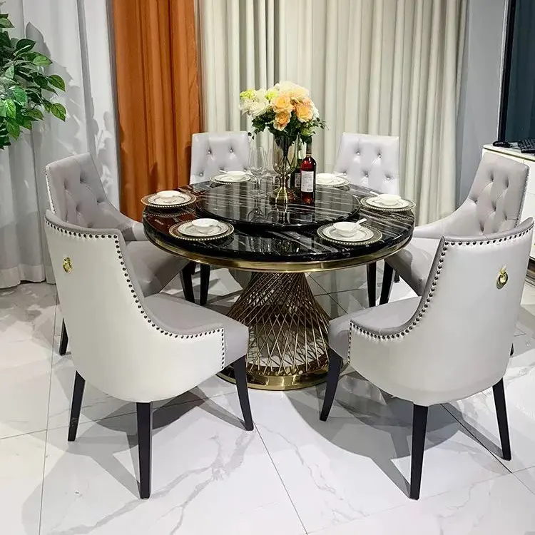 2024 Customized Rectangular Real Natural Marble Top Multifunctional dining table set