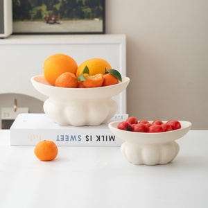Assiettes ovales en céramique nordique transfrontalière, assiettes à dîner solides, plateaux de rangement pour fruits avec design à pied haut pour <span class=keywords><strong>table</strong></span> basse de salon - Product Image 1