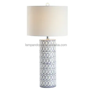 Lampu meja LED kolom Modern keramik, untuk dekorasi rumah kamar tidur hotel lobi hotel ruang tamu