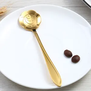 Nordic Gold Dessert löffel Hochwertiger blumen förmiger Kaffee löffel aus Edelstahl