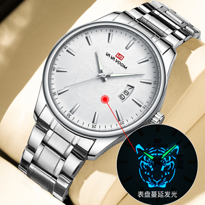 Montre à quartz pour homme de haute qualité, en acier inoxydable, étanche, lumineuse, classique, montre-bracelet - Product Image 4