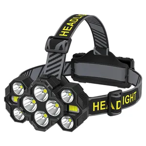 RTS Strong Brightest 10 LED Headlights Rechargeable Headlamp with red Warning Lights 18650 Head Torch Outdoor Camping Headlamp