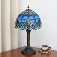   Lampe de table rétro en verre teinté, alimentation secteur, pour salon, design baroque bleu, lampe de chevet, lampe de bureau, lumière décorative de nuit
