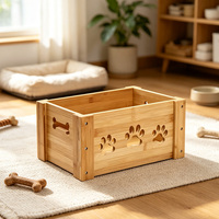 Boîte de rangement pour jouets pour chiens et chats en bois durable de style artisanal personnalisable, en pin naturel, décoration d'intérieur, conteneur pour nourriture pour animaux de compagnie