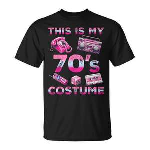 This Is My <b>70s</b> <b>Costume</b> Retro Party T-Shirt Black Adult Size - Product Image 1