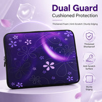 Funda floral para portátil, funda de neopreno a prueba de golpes con cremallera, funda con estampado de flores moradas en degradado para portátil, 5 tamaños