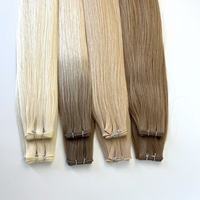 Extensions de cheveux humains vierges Remy les plus vendues, blondes européennes, lisses, double épaisseur, trame invisible, douce, Genius Weft