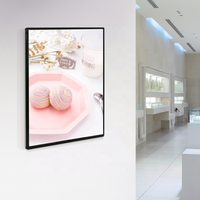 Bingkai Poster LED Persegi Panjang Kustom untuk Iklan Restoran Bioskop, Kotak Lampu Aluminium Kaca Temper Tipis LED