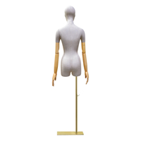 Maniquí de Fibra de Vidrio Flexible, Medio Cuerpo Femenino, Parte Superior del Torso, con Cabeza, en Pose de Pie, para Exhibición de Ropa Femenina