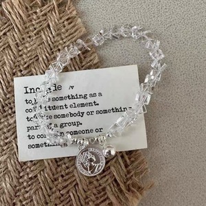 Bracelet rond en argent sterling S925 avec cristal blanc pour femme, bijoux à porter au quotidien - Product Image 4