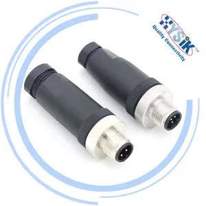 M12 IP67 Connector 4Pin 5Pin Male Circle Connectors Waterproof Straight Electric Cable Power Jack 8Pin Connector