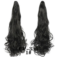Extensions de queue de cheval synthétique ondulée et bouclée de 24 pouces pour femmes, noires, avec pince à griffe, postiches volumineux en fibre haute température, faciles à poser