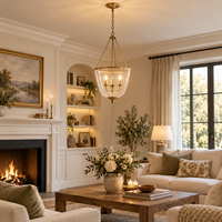 Lustres modernes américains de luxe classiques à hauteur réglable avec abat-jour en cristal et laiton LED pour hôtel, villa, salon
